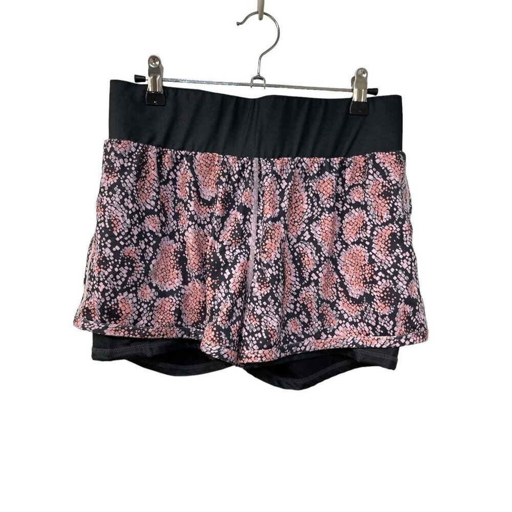 Fabletics Olesia Shine Shorts Womens Medium Pink Black 2 in 1 Compression - Picture 2 of 7